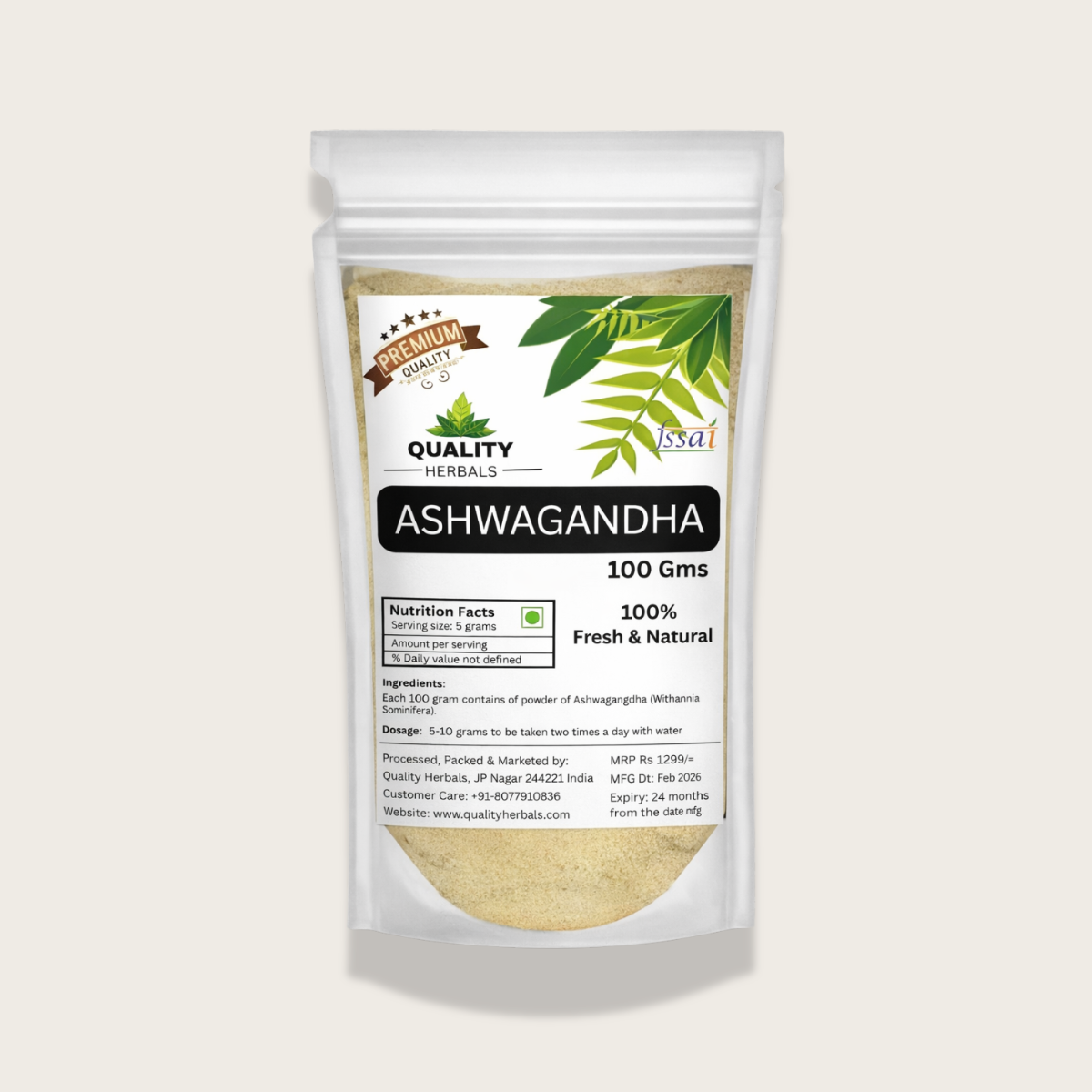 Ashwagandha powder pure